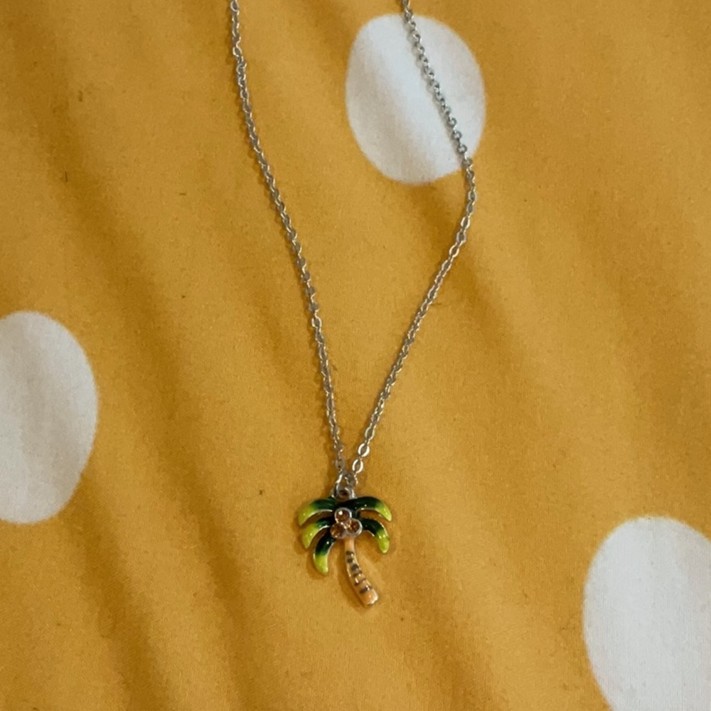 Enamel necklace with palm tree charm
